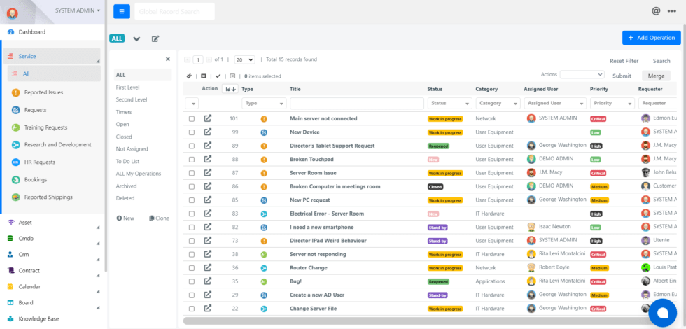 Dashboard Helpdesk Software Deepser view