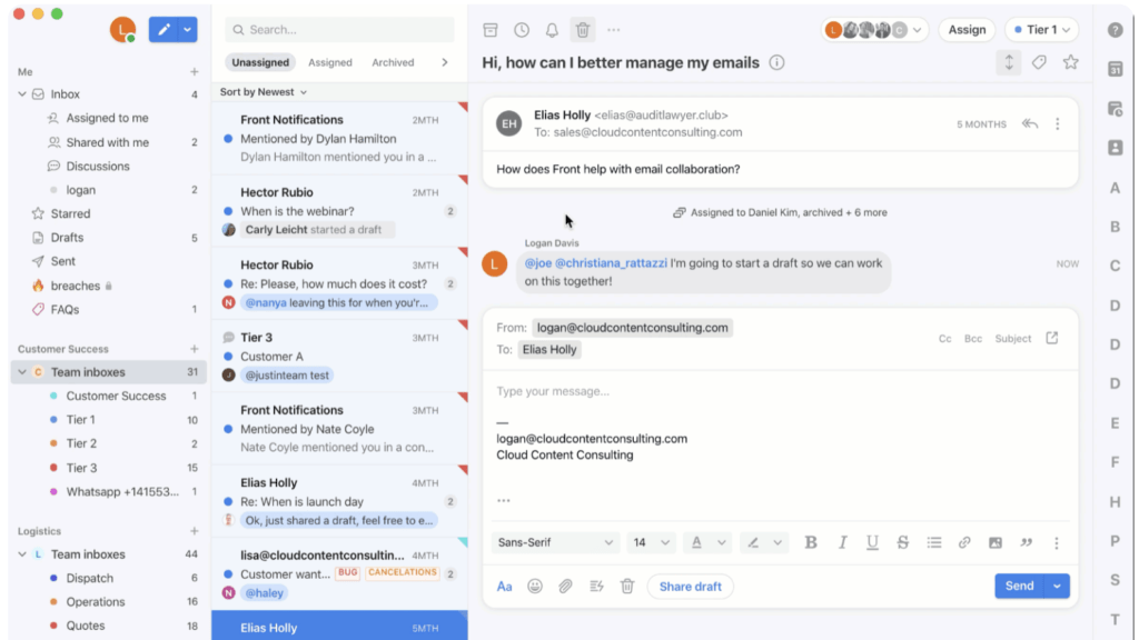 Front Requests Management View