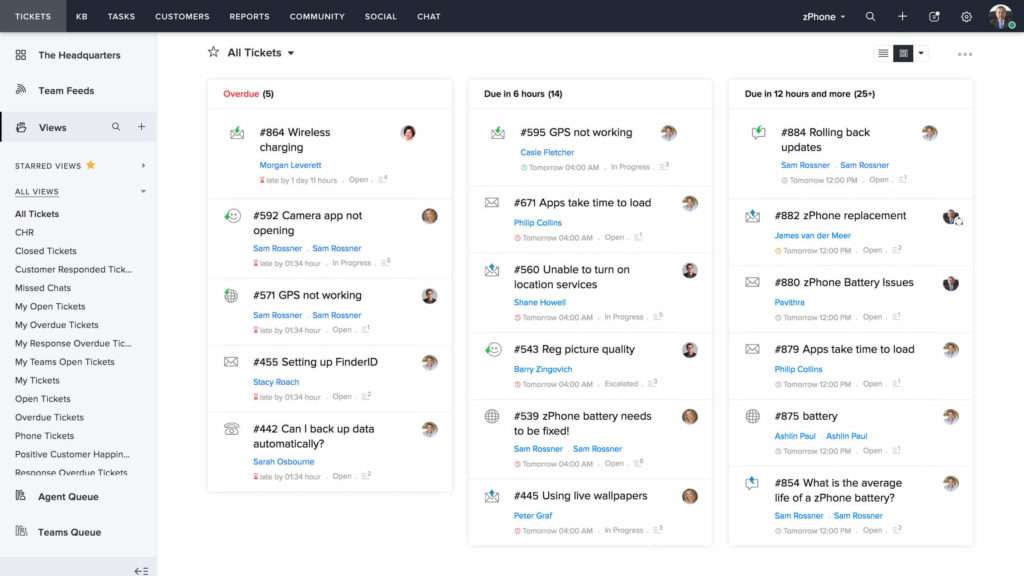 Zoho Tickets View