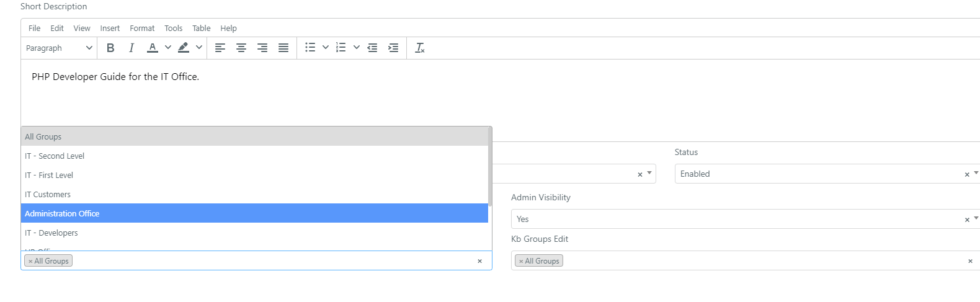 Vista Descrizione della Knowledge Base
