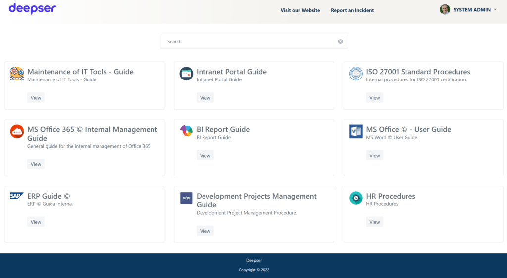 Knowledge base self-service in Deepser 