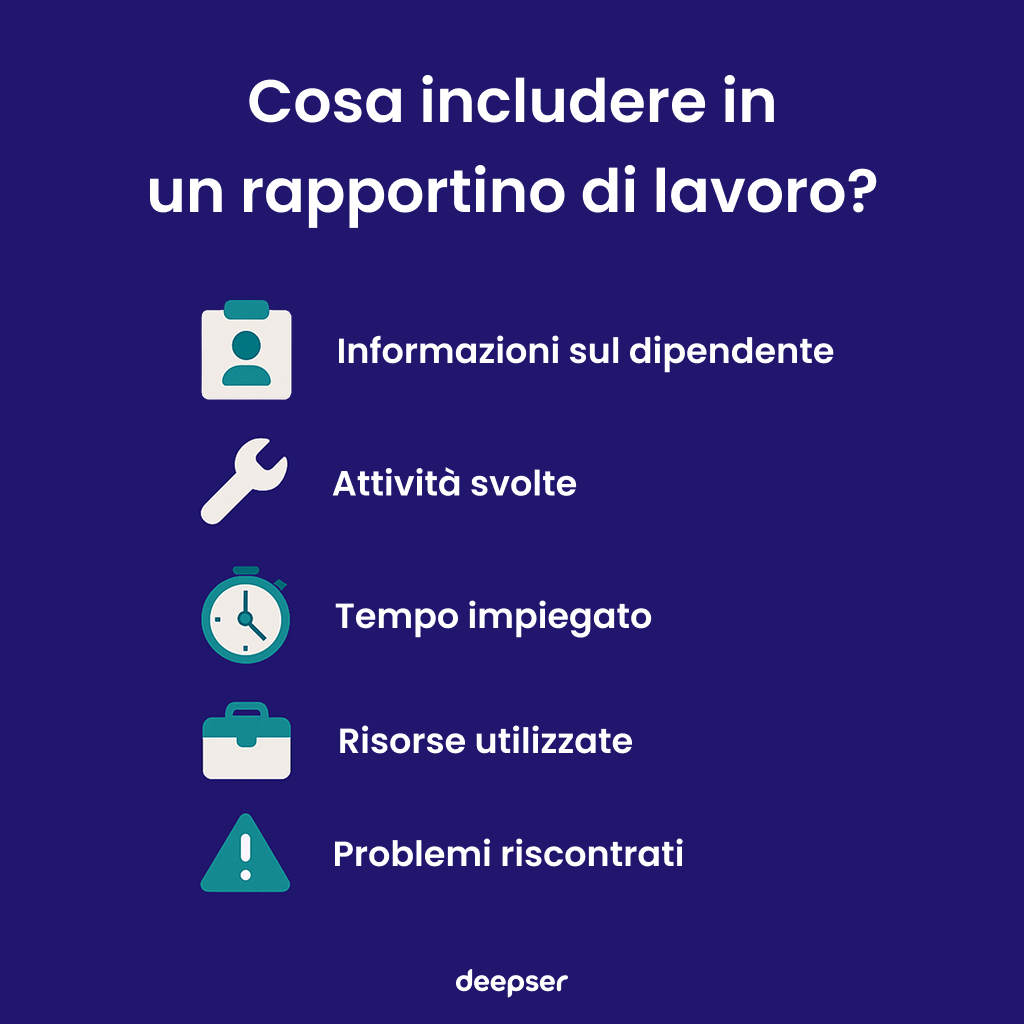 Rapportino di lavoro cosa includere infografica